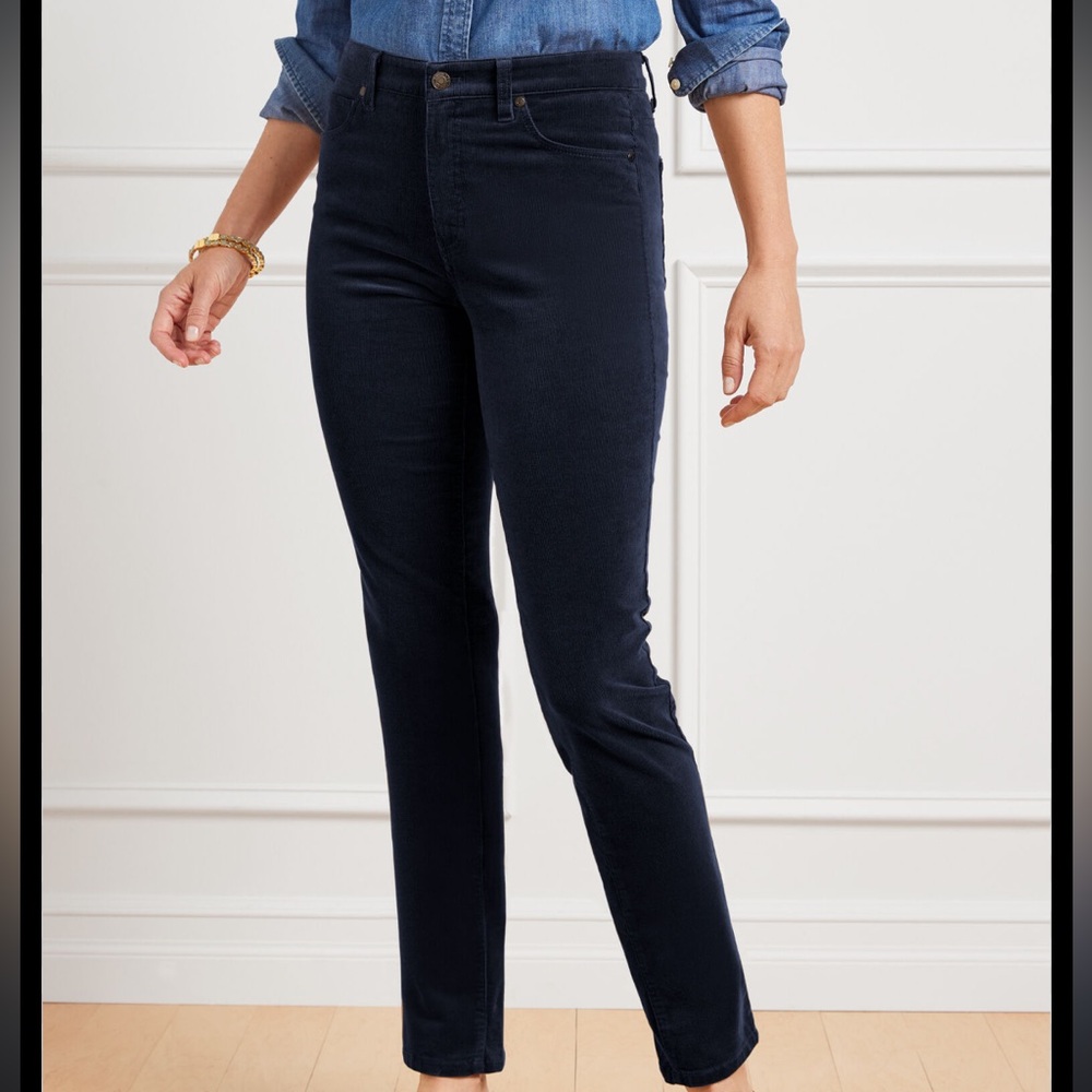 Talbots black corduroy jegging skinny pants straight leg size 2 - Picture 2 of 5